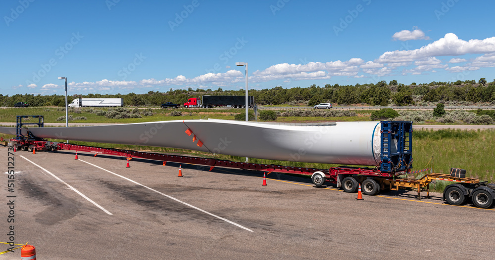 Single long blade of a wind turbine Idaho state. Single long blade of a wind turbine Idaho state.