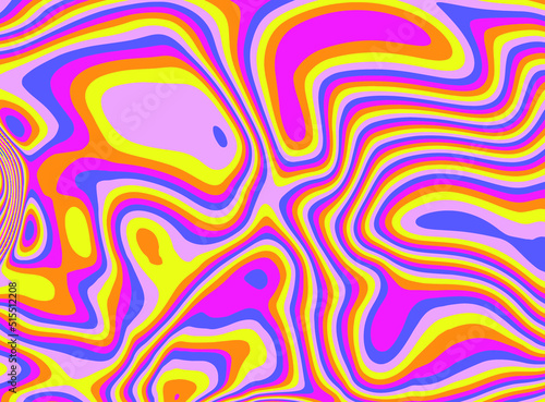 Hippie 1960s-style wallpaper design in a psychedelic trippy mood and bright acidic colors.