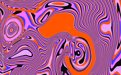 Hippie 1960s-style wallpaper design in a psychedelic trippy mood and bright acidic colors.