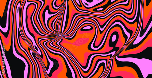 Hippie 1960s-style wallpaper design in a psychedelic trippy mood and bright acidic colors.