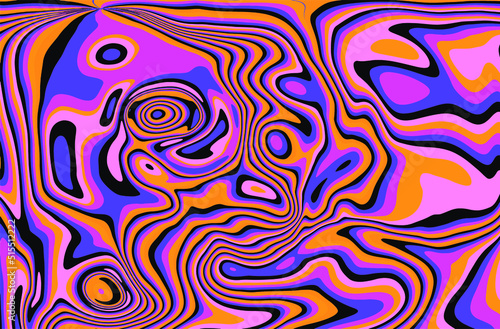 Hippie 1960s-style wallpaper design in a psychedelic trippy mood and bright acidic colors.
