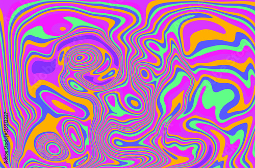 Hippie 1960s-style wallpaper design in a psychedelic trippy mood and bright acidic colors.