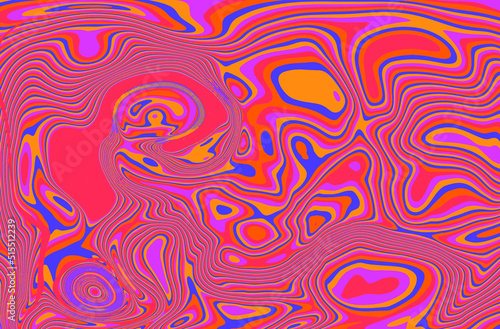 Hippie 1960s-style wallpaper design in a psychedelic trippy mood and bright acidic colors.