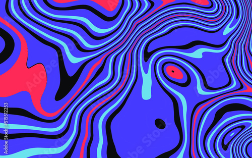 Hippie 1960s-style wallpaper design in a psychedelic trippy mood and bright acidic colors.