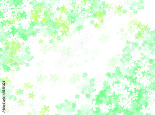 緑色の桜背景、フレーム