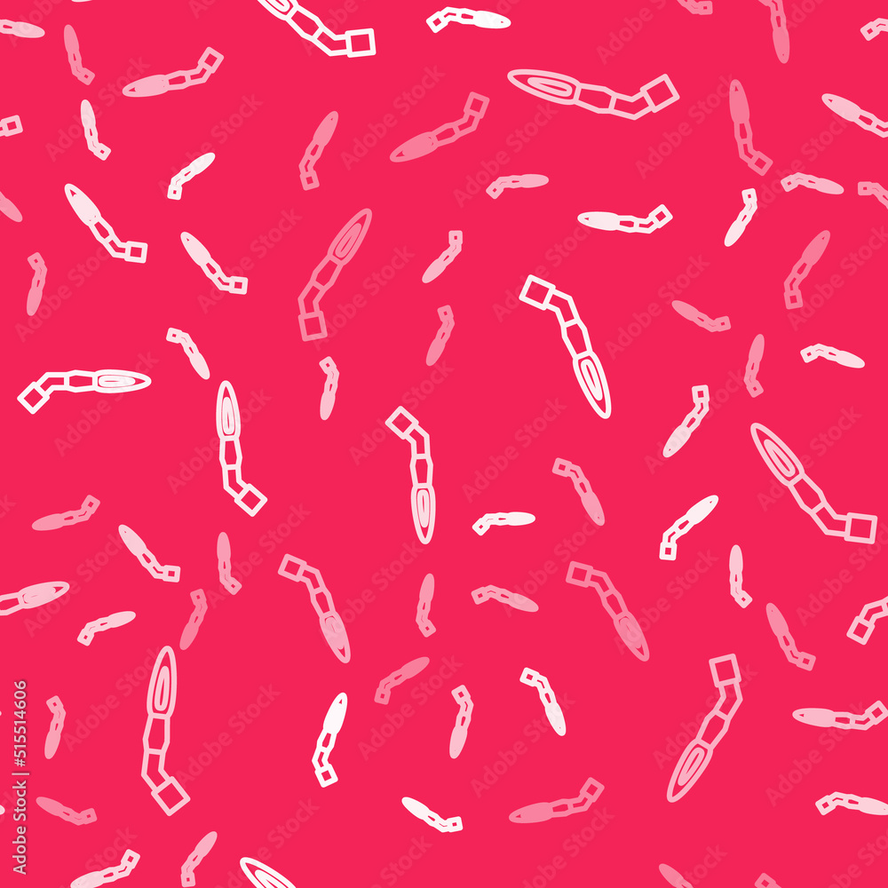 White line Welding torch icon isolated seamless pattern on red background. Vector White line Welding torch icon isolated seamless pattern on red background. Vector
