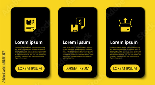 Set Unboxing, Waybill and . Business infographic template. Vector