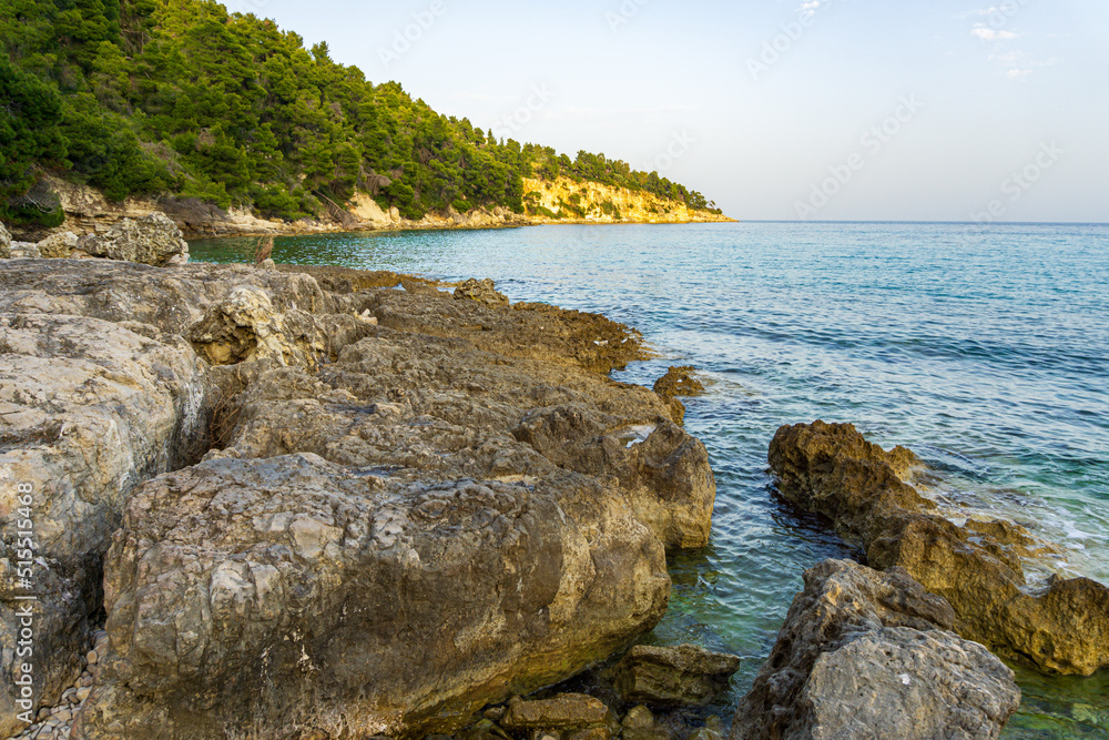 Panoramic view of Chrysi Milia beach in Alonnisos island, Greece, Europe