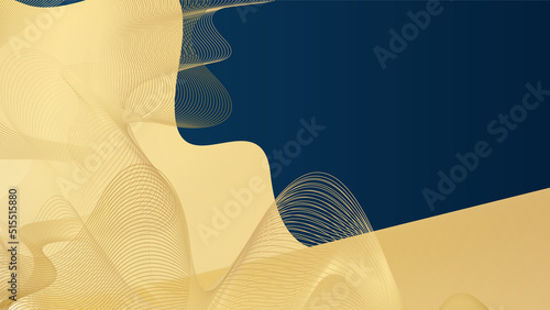Modern navy and gold abstract background. Abstract geometric shape white gold background with light and shadow 3D layered for presentation design.