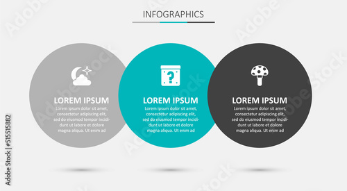 Set Mystery box, Moon and stars and Psilocybin mushroom. Business infographic template. Vector