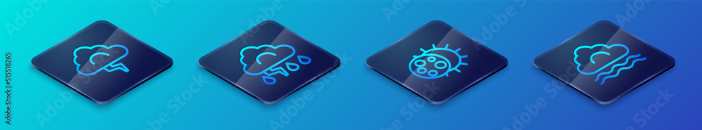 Set Isometric line Eclipse of the sun, Cloud and lightning, Fog cloud and icon. Vector Set Isometric line Eclipse of the sun, Cloud and lightning, Fog cloud and icon. Vector