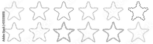 Collection of star shaped leaf wreath element decorative design for celebration and greeting card