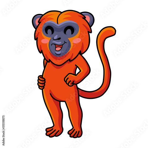 Cute red howler monkey cartoon standing photo