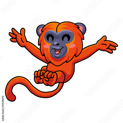Cute red howler monkey cartoon posing photo