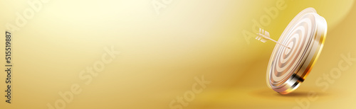 Business target and goal gold banner with copy space