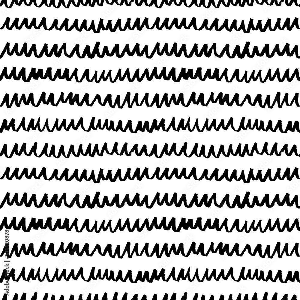 Seamless pattern with grunge waves. Black curved thin lines ornament. Abstract background with wavy brush strokes. Hand drawn sea water modern vector background. Curly grunge paint lines. Seamless pattern with grunge waves. Black curved thin lines ornament. Abstract background with wavy brush strokes. Hand drawn sea water modern vector background. Curly grunge paint lines.