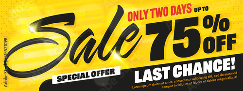 Sale banner up to 75 percent off special offer