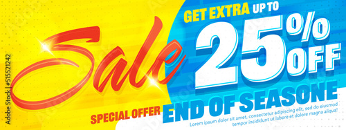 Banner with sale up to 25 percent off to end of season