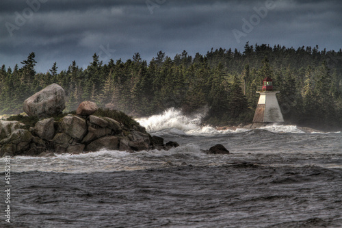 lighthouse with hurricane waves