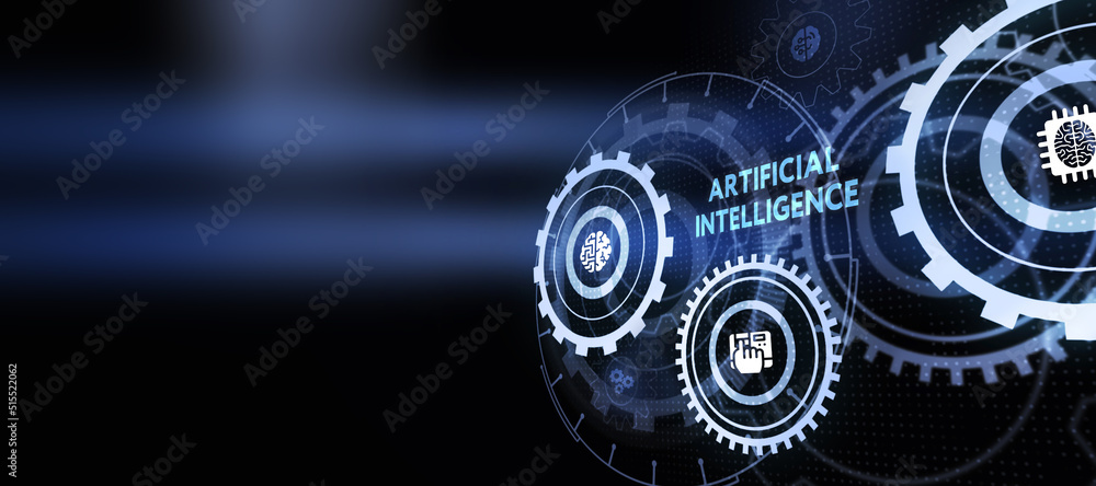 Fototapeta premium AI Learning and Artificial Intelligence Concept. Business, modern technology, internet and networking concept. 3d illustration
