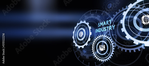 Smart industry 4.0 manufacturing technology concept. 3d illustration