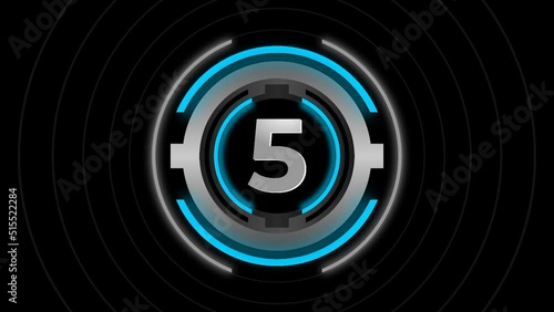 Neon countdown timer rotates from 10 to 1 seconds
