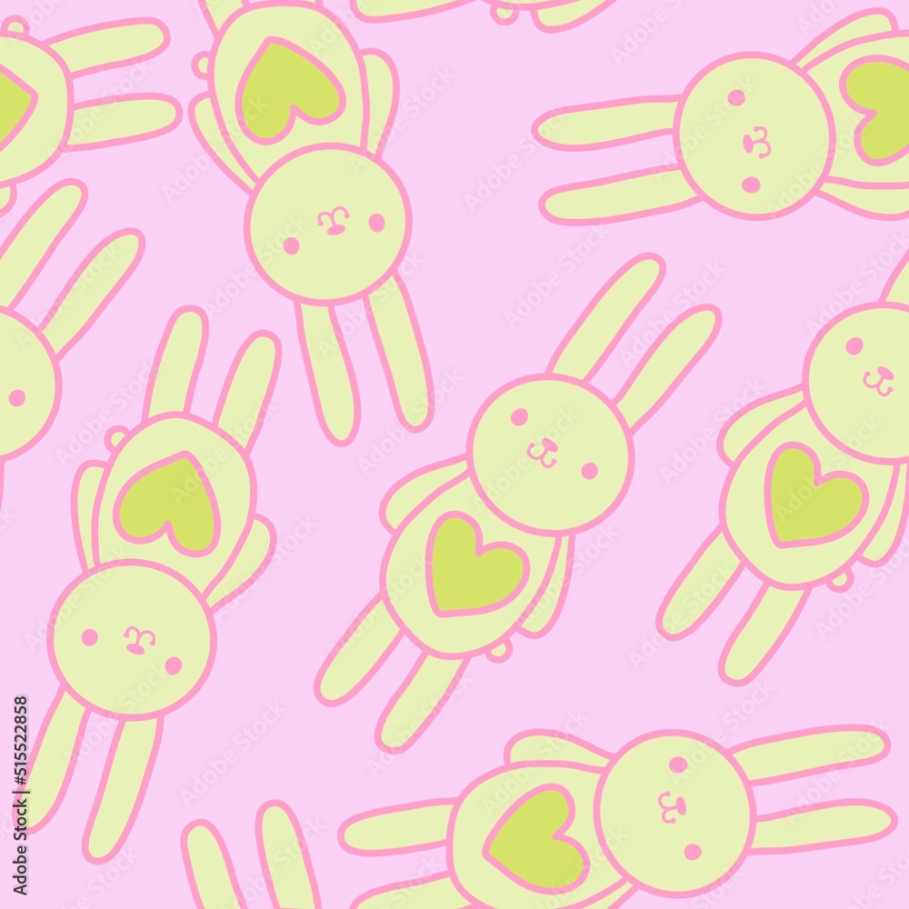 Cartoon kids rabbit print for new year gifts and Christmas wrapping paper and notebooks and Easter packaging Cartoon kids rabbit print for new year gifts and Christmas wrapping paper and notebooks and Easter packaging