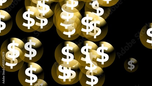 Rain dollar, golden bubble style with black background