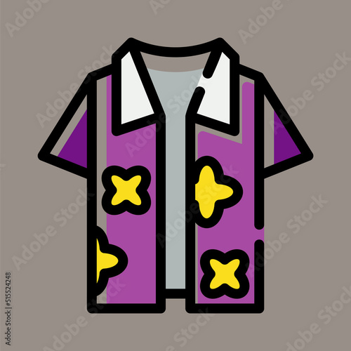 Icon, logo, vector illustration of a shirt isolated on gray background. beach shirt. patterned shirt. suitable for hawaii, fashion, vacation, beach and clothing. photo