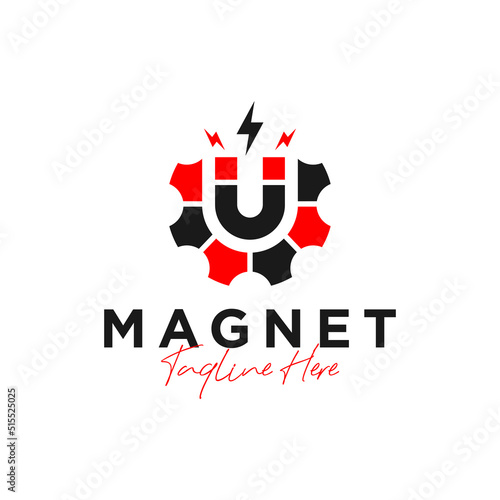 magnetic field illustration logo with letter U