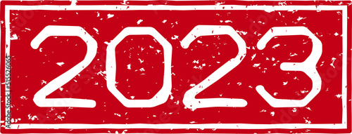「2023」の赤文字のゴム印ベクターイラスト