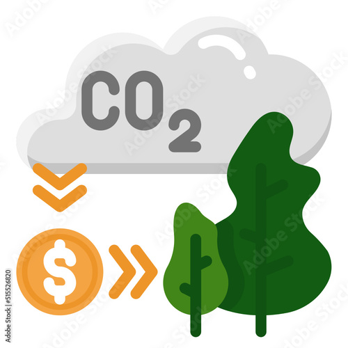 carbon offset flat icon