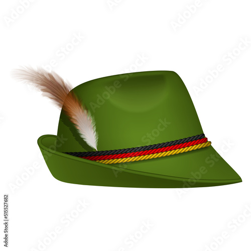 isolated oktoberfest hat. german alpine hat with leaf