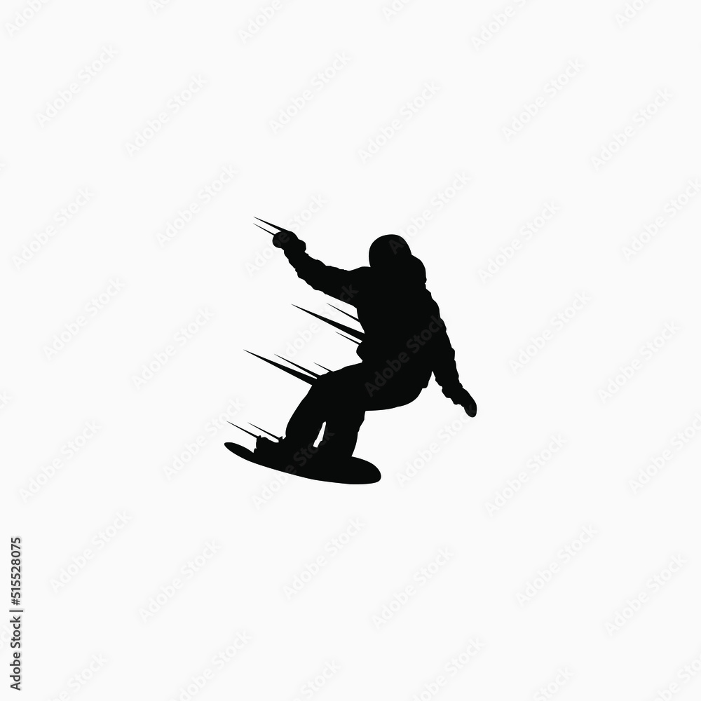 silhouette of snowboarder jumping, vector