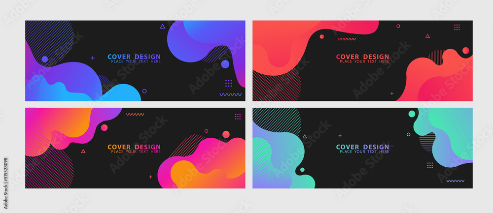 Vector design liquid shape colorful template banner with gradient or dynamic color. Background layout for card, Presentation, Brochure, Flyer, Leaflets.