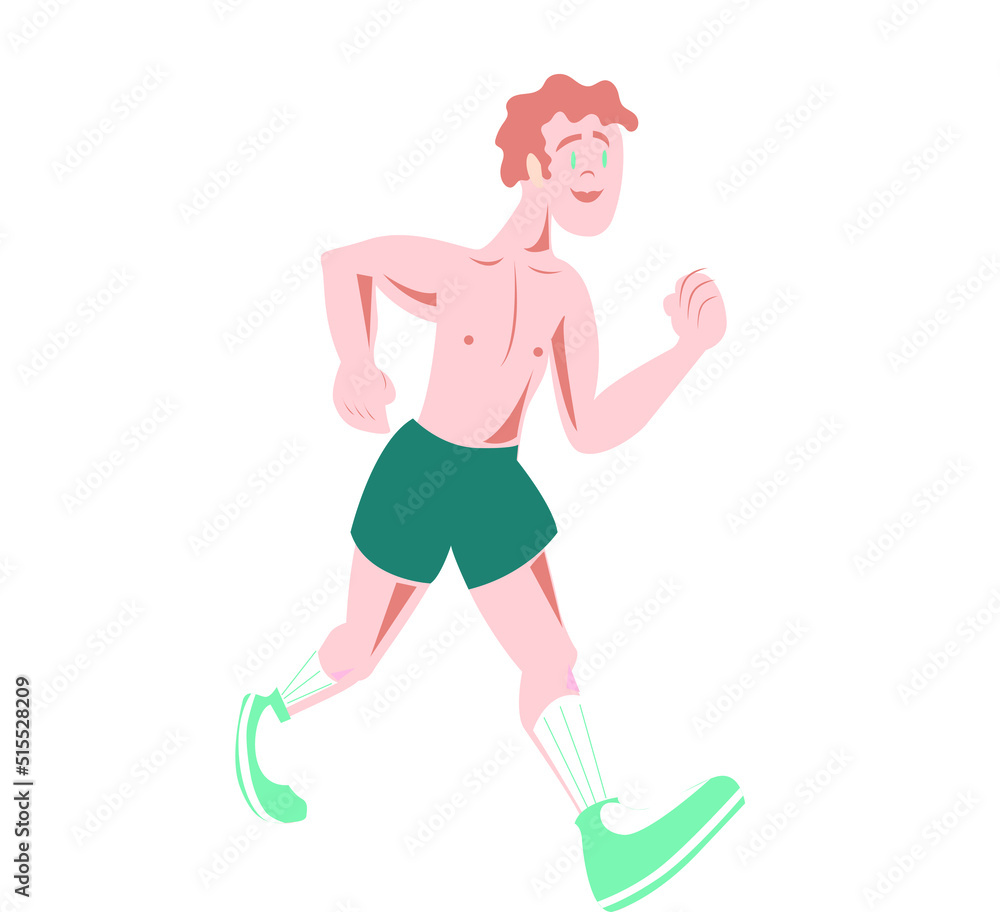 Man jogging with green shorts Man jogging with green shorts