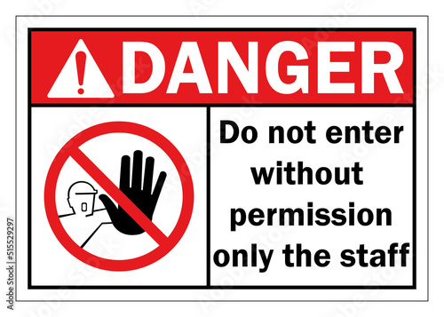 no entry sign allowed only staff vector illustration