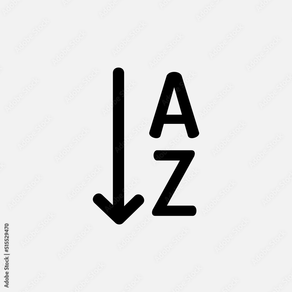 Sort alphabetically icon in line style about text editor, use for website mobile app presentation Sort alphabetically icon in line style about text editor, use for website mobile app presentation