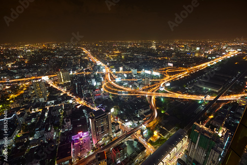 panoramic view of Bangkok at night that looks full of lights and vitality © pumkiat