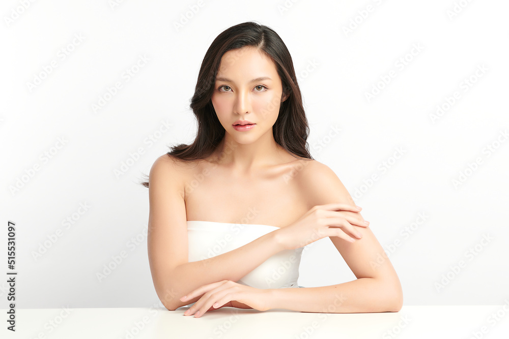 Beautiful young asian woman with clean fresh skin on white background, Face care, Facial treatment, Cosmetology, beauty and spa, Asian women portrait. Beautiful young asian woman with clean fresh skin on white background, Face care, Facial treatment, Cosmetology, beauty and spa, Asian women portrait.