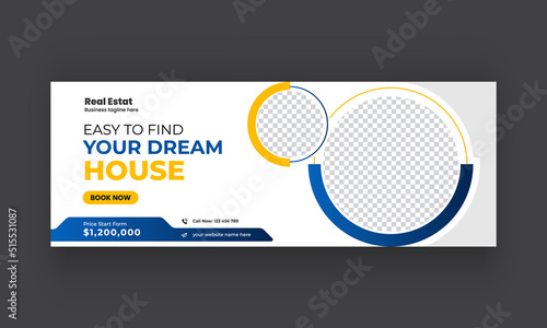 Modern abstract Real estate Social media cover banner. corporate real estate construction cover, banner, social media post, timeline cover, web banner, template design