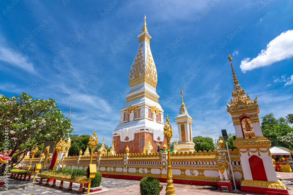 Fototapeta premium Phanom Pagoda of Phra That Phanom temple in That Phanom District, Nakhon Phanom, Thailand.