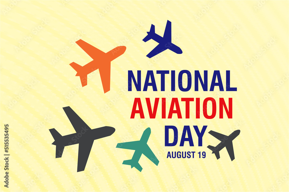 National Aviation Day in United States on August 19. Concept design for poster, greeting card, banner,background illustration.