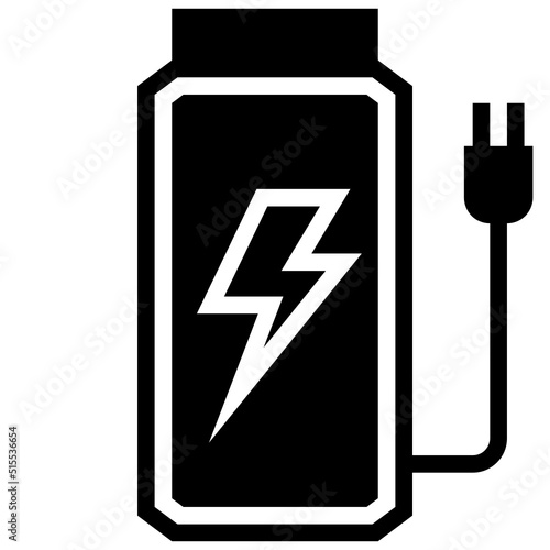 rechargeable battery black solid icon