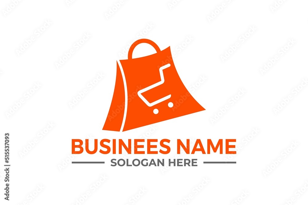  online shopping bag logo or E-commerce logo vector design illustration