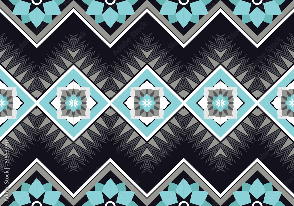 Fototapeta premium Geometric ethnic flower pattern for background,fabric,wrapping,clothing,wallpaper,Batik,carpet,embroidery style.