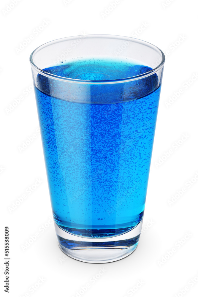 Glass of turquoise soda isolated white. Glass of turquoise soda isolated white.