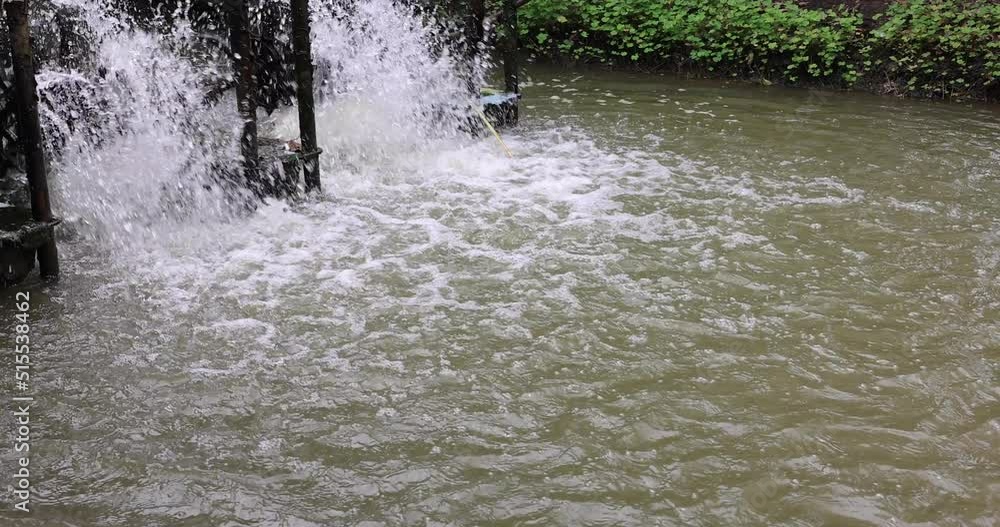 Waste water and electric motor turbine use treatment wastes increased oxygen by motor electric energy for return the fresh air to nature footage 4k video Waste water and electric motor turbine use treatment wastes increased oxygen by motor electric energy for return the fresh air to nature footage 4k video
