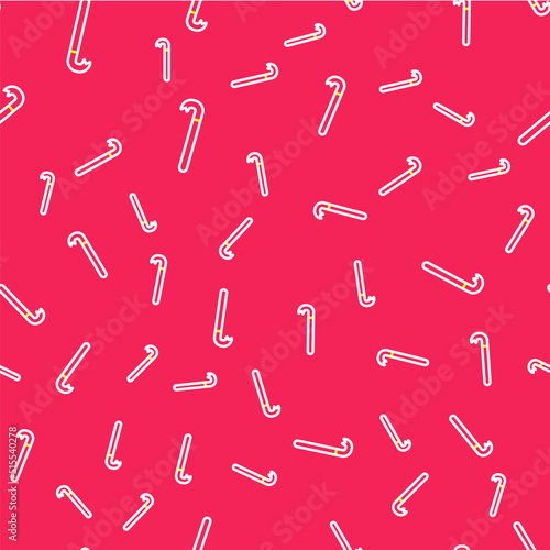 Line Crowbar icon isolated seamless pattern on red background. Vector