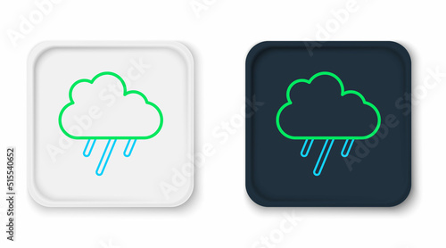 Line Cloud with rain icon isolated on white background. Rain cloud precipitation with rain drops. Colorful outline concept. Vector